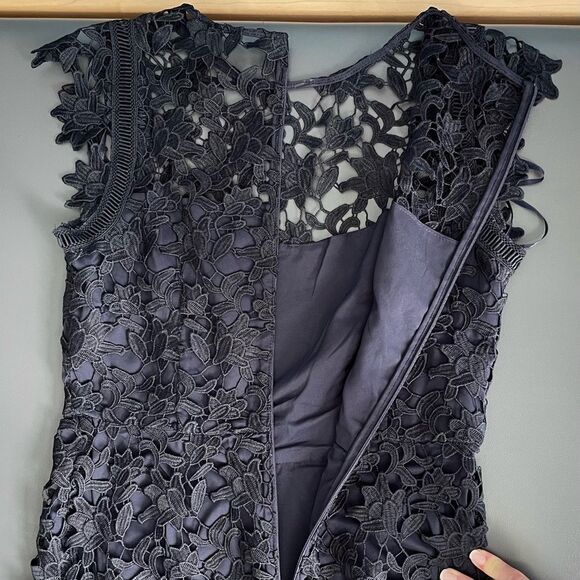 Eliza J Lace Asymmetric Cocktail Dress Navy Size 6 - Picture 12 of 12